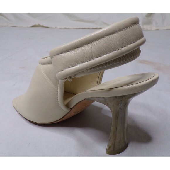 VINCE Quest Padded Square Toe Slingback Sandal Shoe Leather Ivory Off-White 6 - Picture 12 of 14